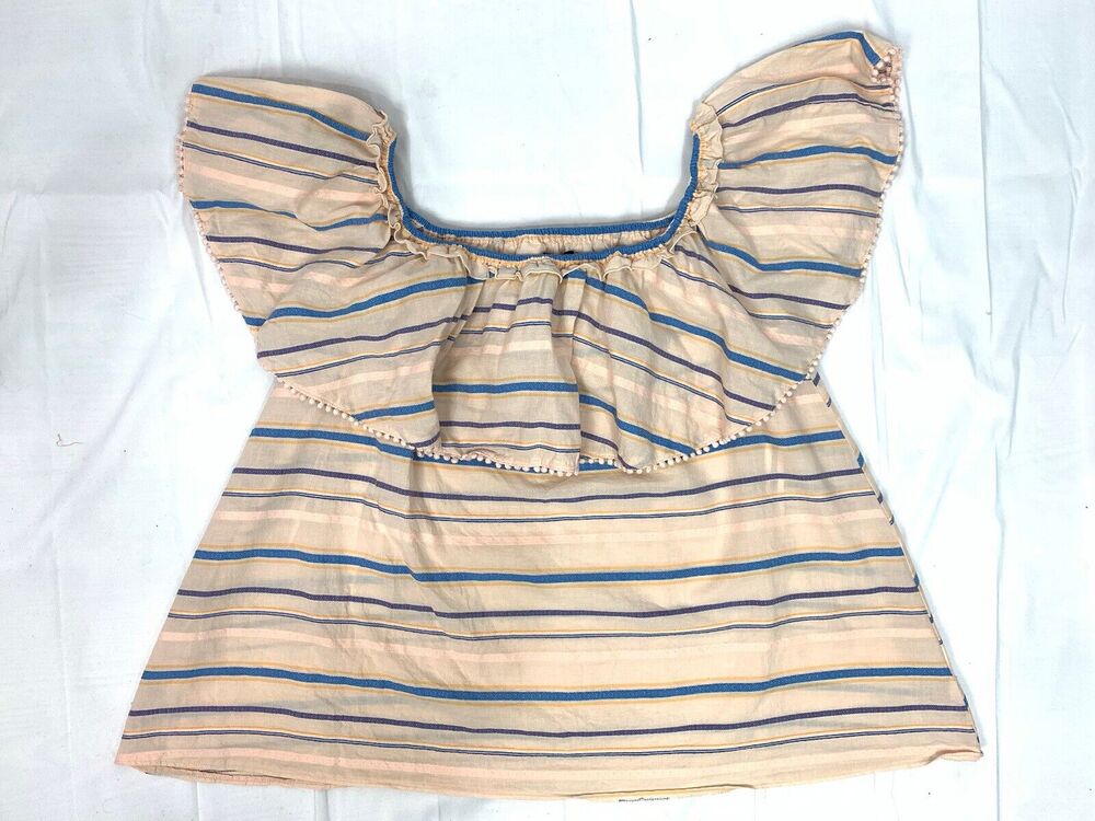 Lane Bryant Womens Top Size 14/16 Pink Striped Off Shoulder Peasant Shirt Boho